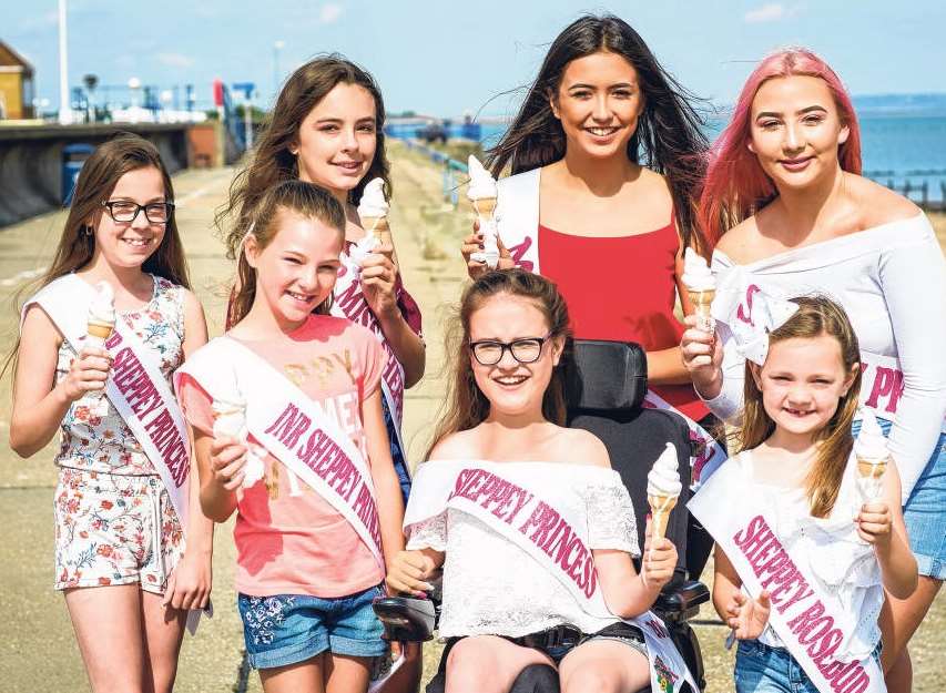 Sheppey's carnival girls on the seafront at Sheerness