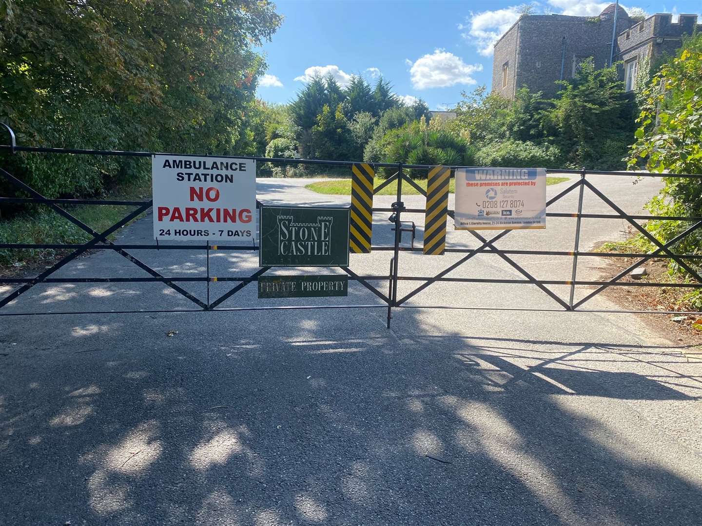 The entrance to the firm's depot at Stone Castle in Greenhithe is locked