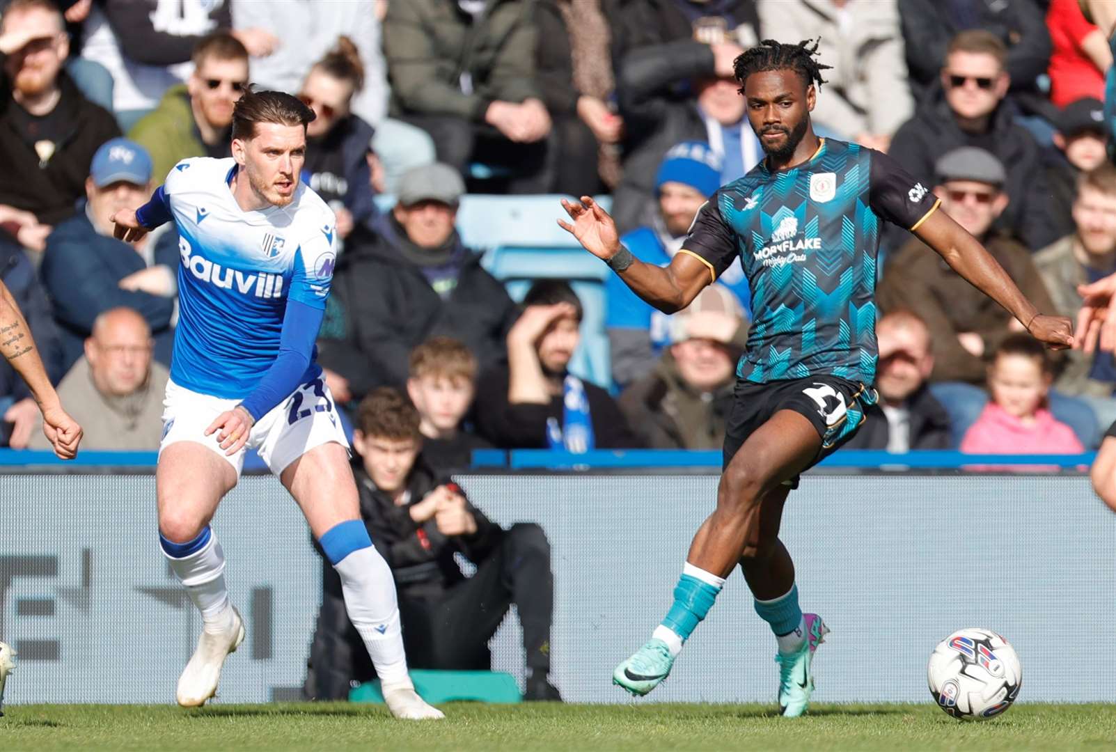 Connor Mahoney in action for Gillingham at Priestfield Picture: @Julian_KPI