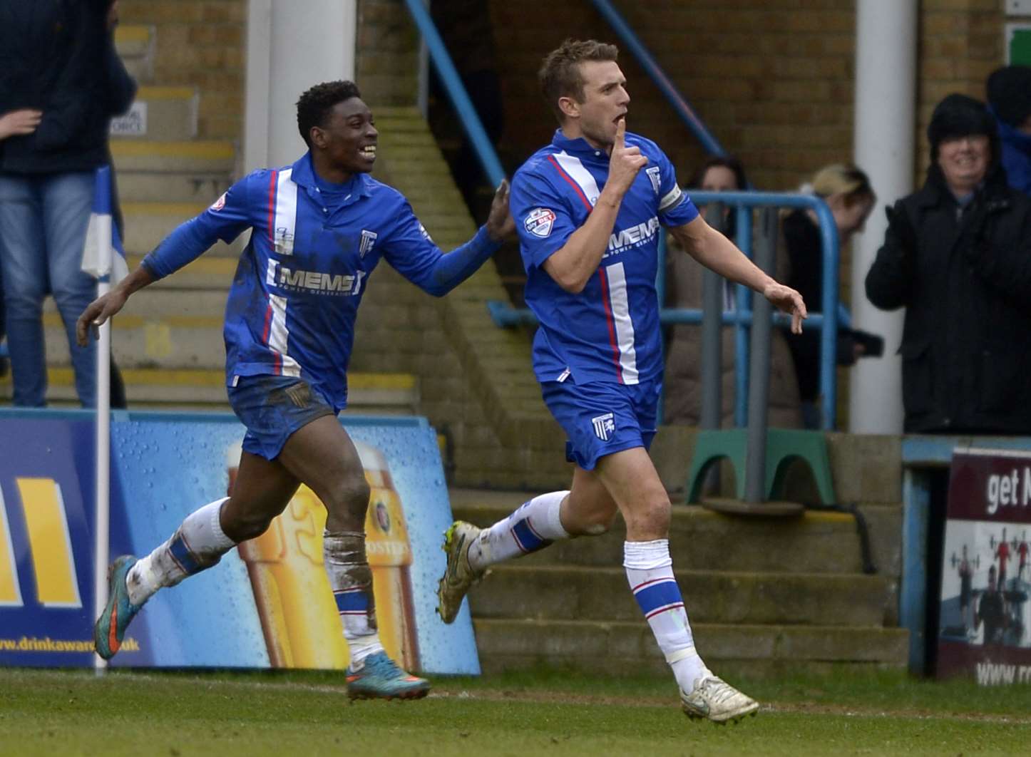 Gills captain Doug Loft celebrates his equaliser Picture: Barry Goodwin