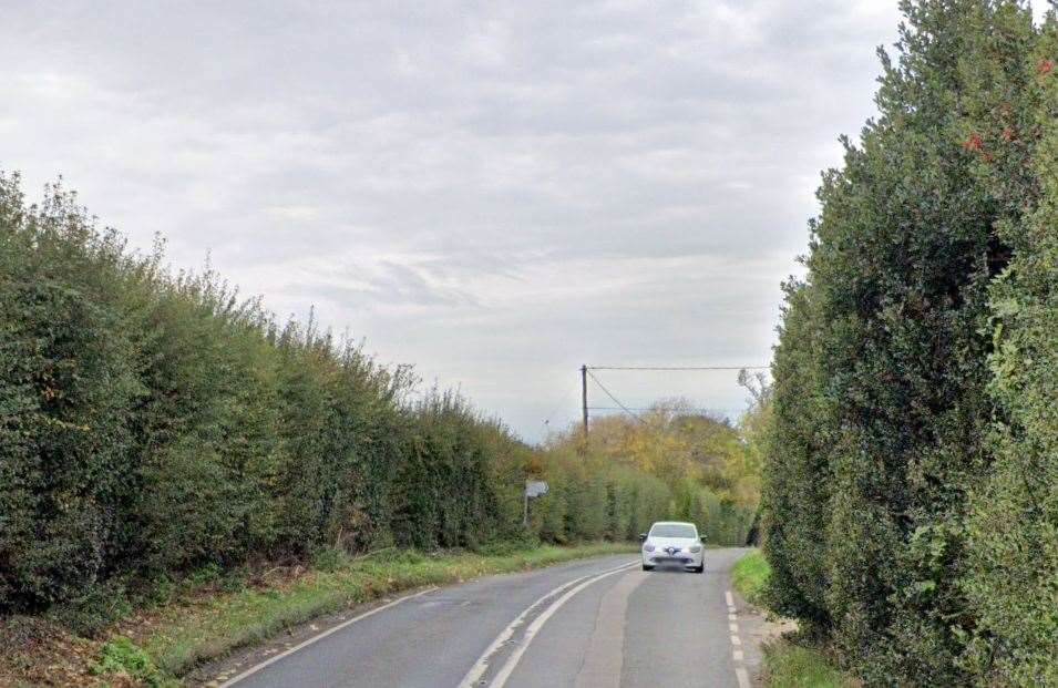 A motorcyclist was airlifted to a London hospital following a serious collision with a Range Rover on the A257 near Cherville Lane between Wingham and Littlebourne. Picture: Google