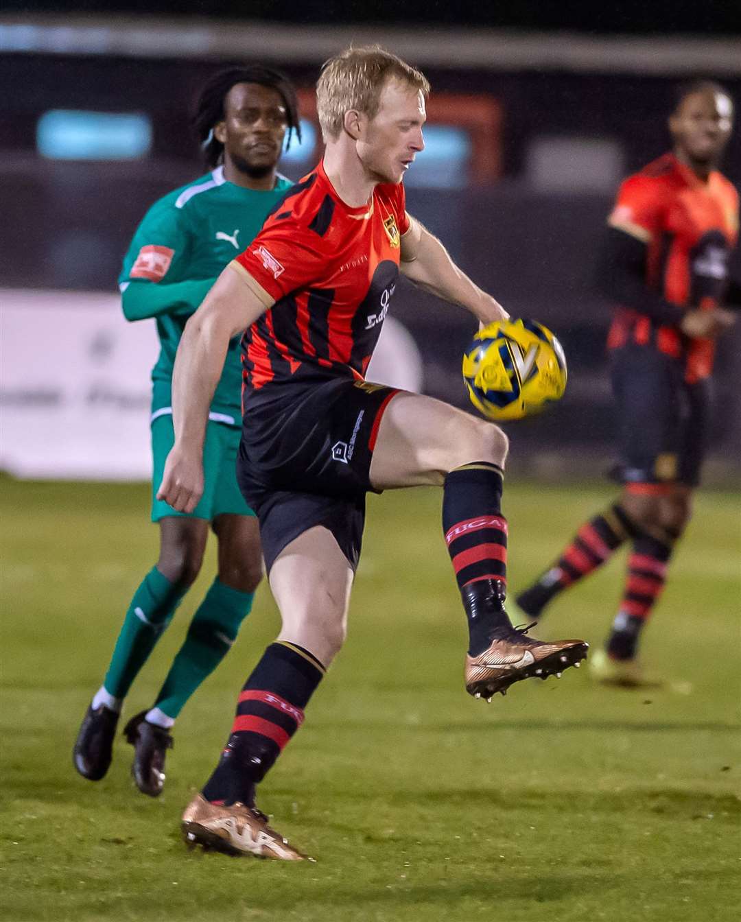 Chris Harris scored both goals in Sittingbourne’s draw with Lancing and grabbed the winner at Hythe. Picture: Ian Scammell