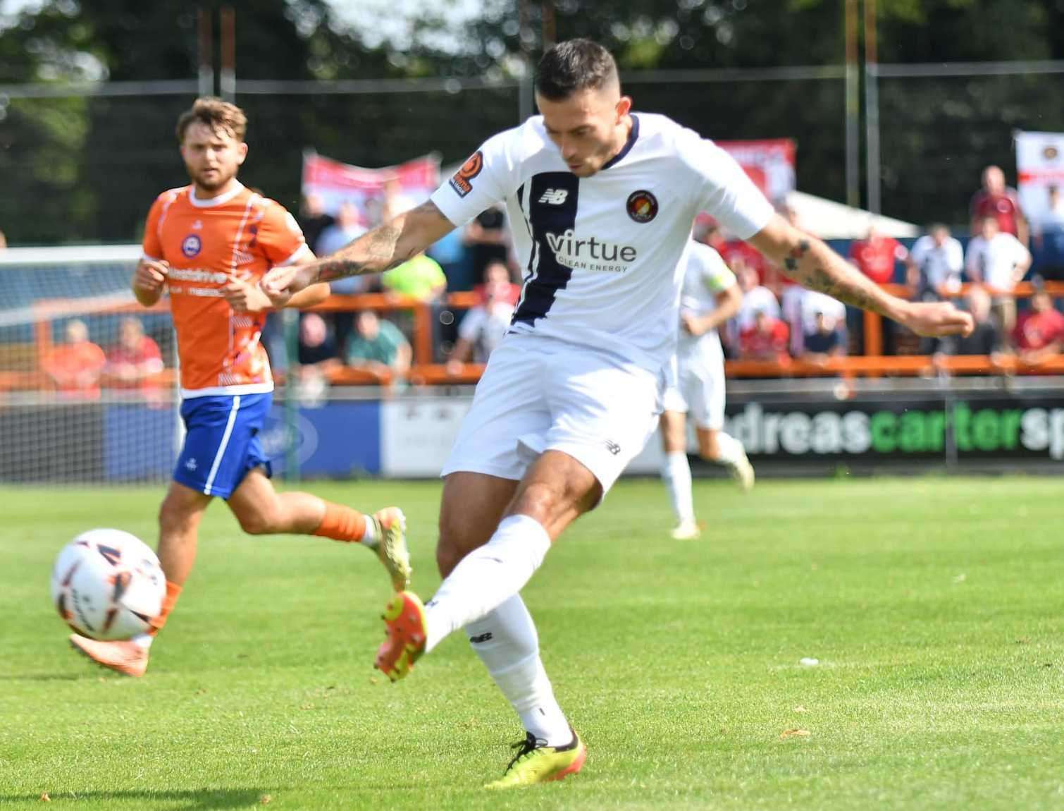 Lewis Page on the attack for Ebbsfleet against Braintree. Picture: Ed Miller/EUFC