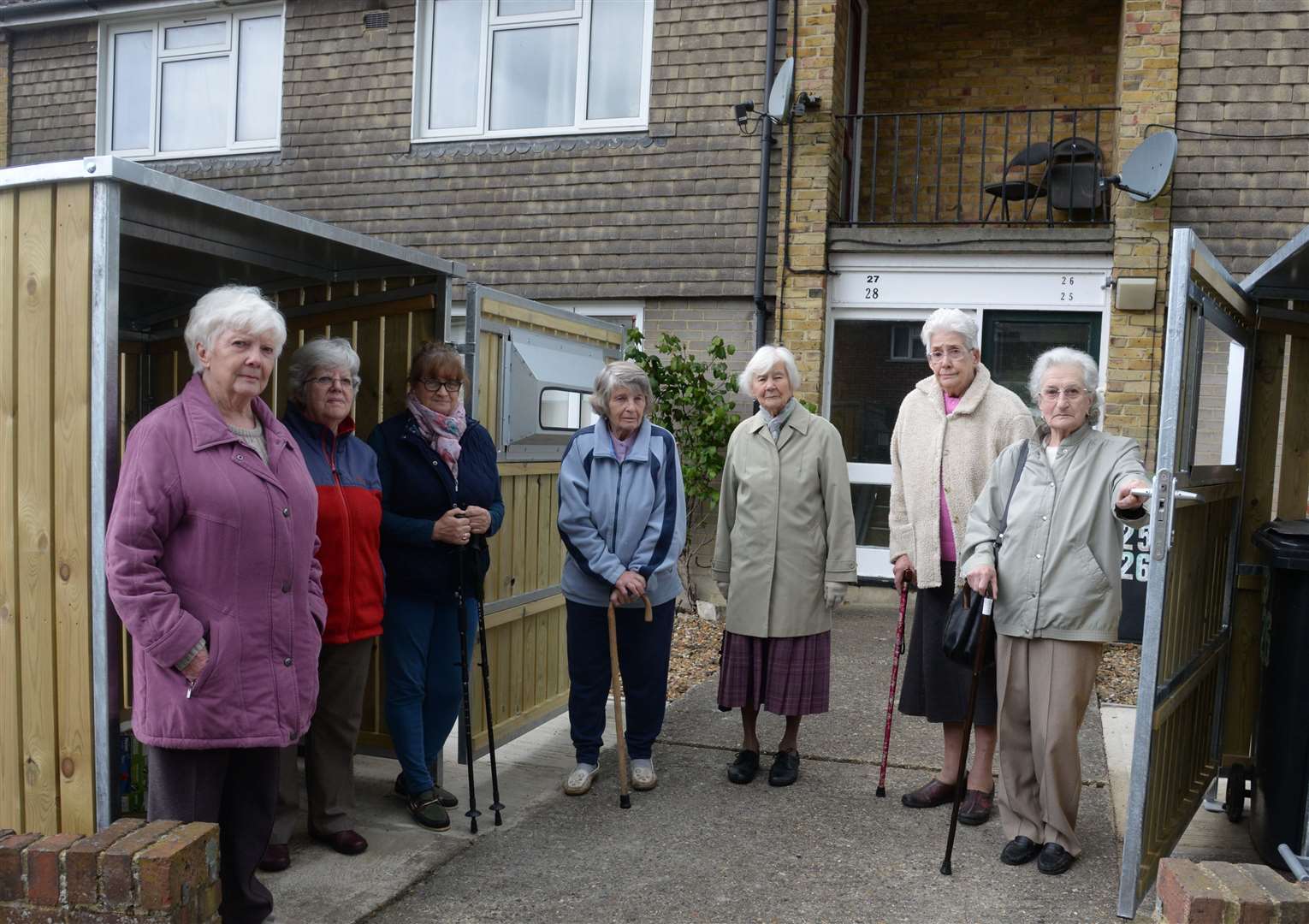 Residents and the new bin and recycling sheds that have appeared in St Johns Crescent