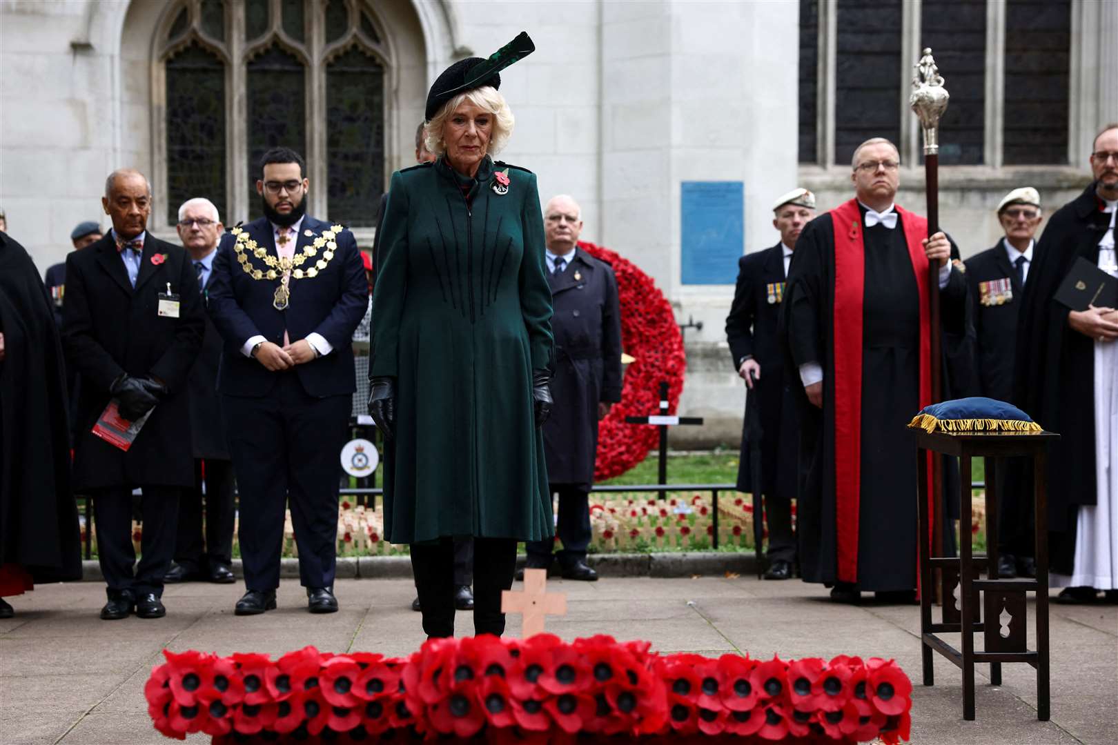 The Queen Consort, patron of The Poppy Factory, during a visit to the Field of Remembrance at Westminster Abbey in 2022 (Henry Nicholls/PA)