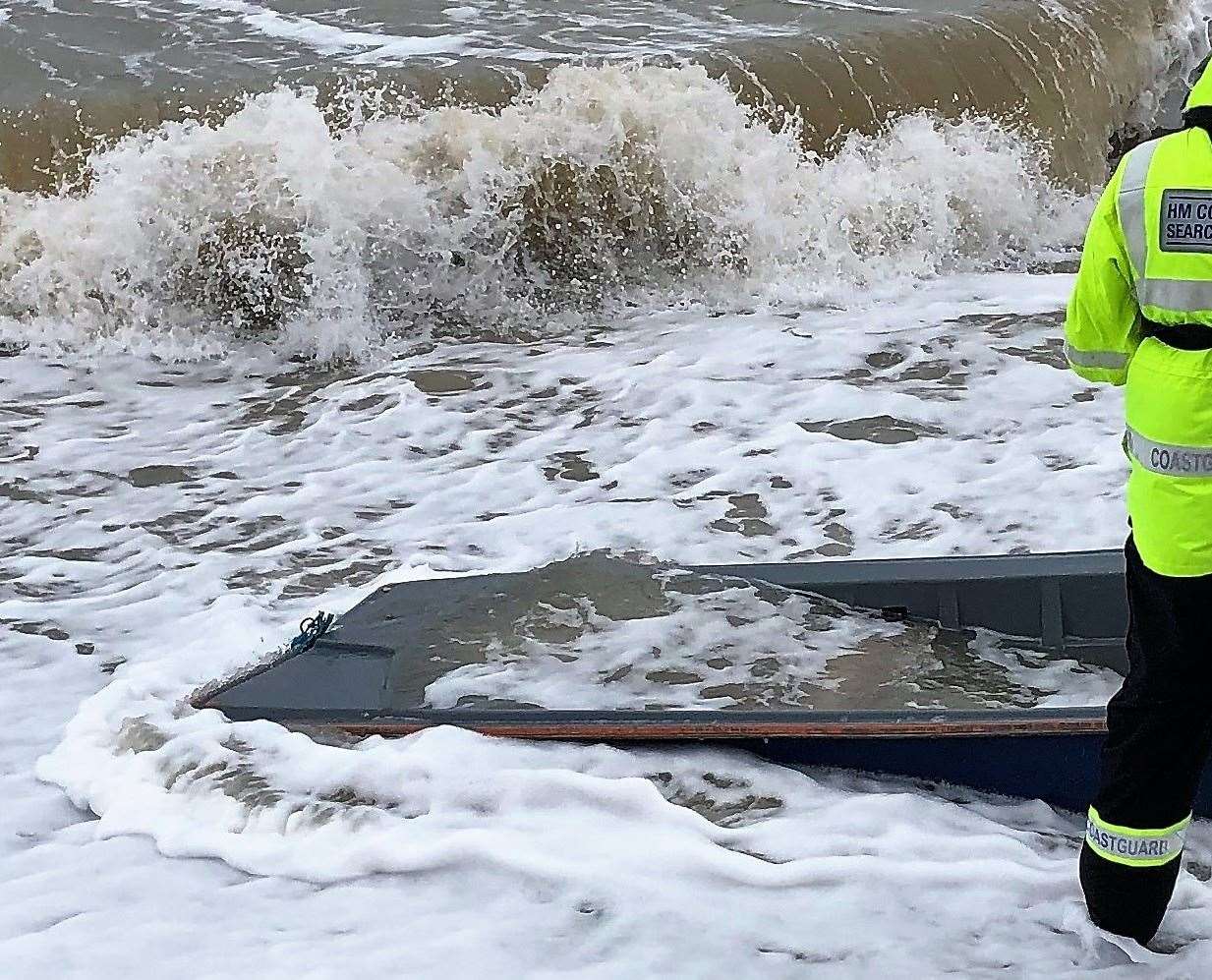 A small tender was found washed up in St Mary's Bay. Picture: Folkestone Coastguard