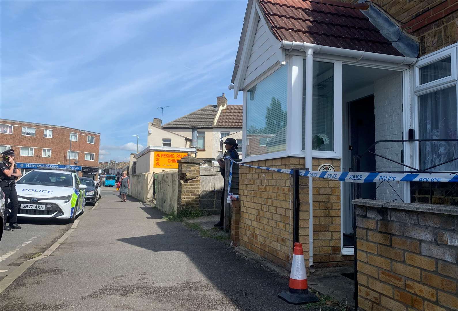 Police cordoned off a home after a house fire in Church Road, Swanscombe, on Wednesday morning. Picture: Gabriel Morris/KMTV