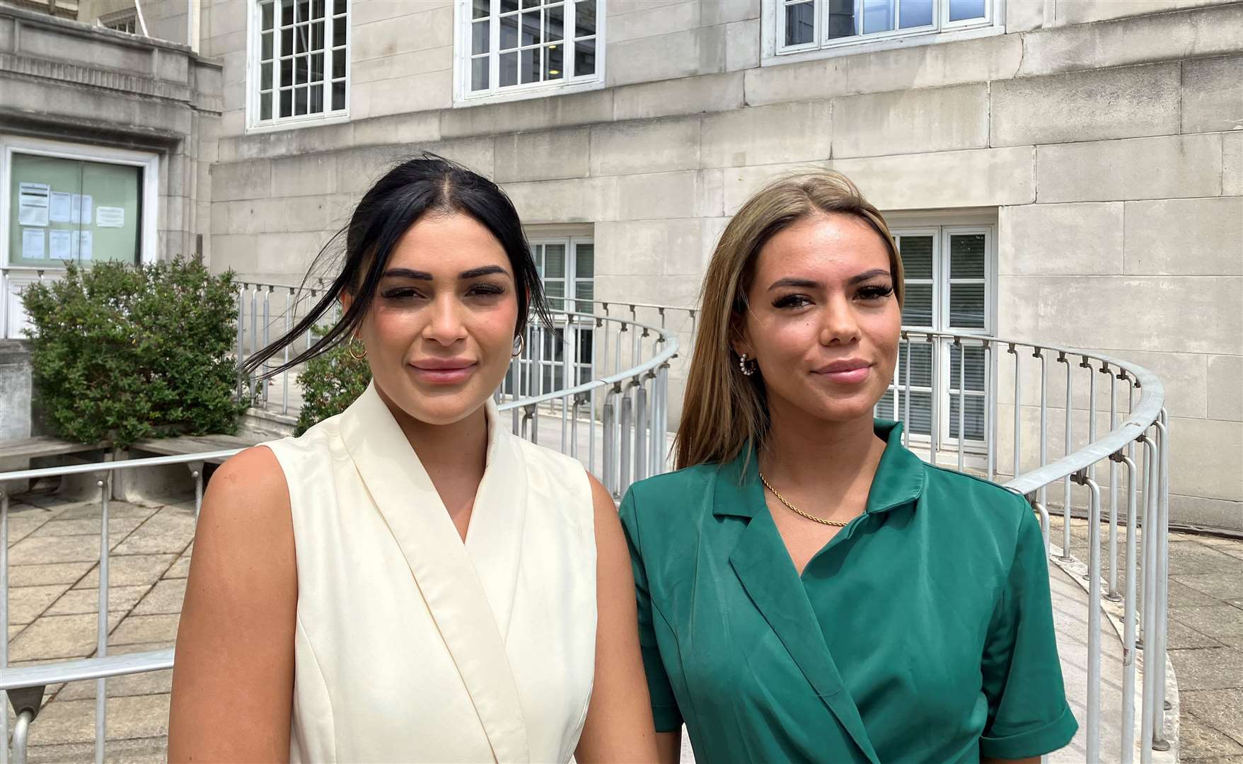 Jay Carr's sister Ashlee (left) with his girlfriend Millie outside County Hall