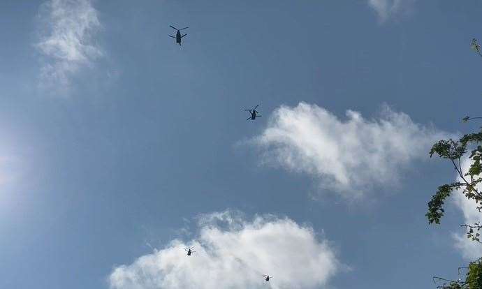 One of the convoys of military helicopters in Canterbury