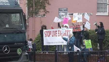 Protestors at the entrance to Dover Eastern Docks at the weekend. Picture: TERRY SCOTT