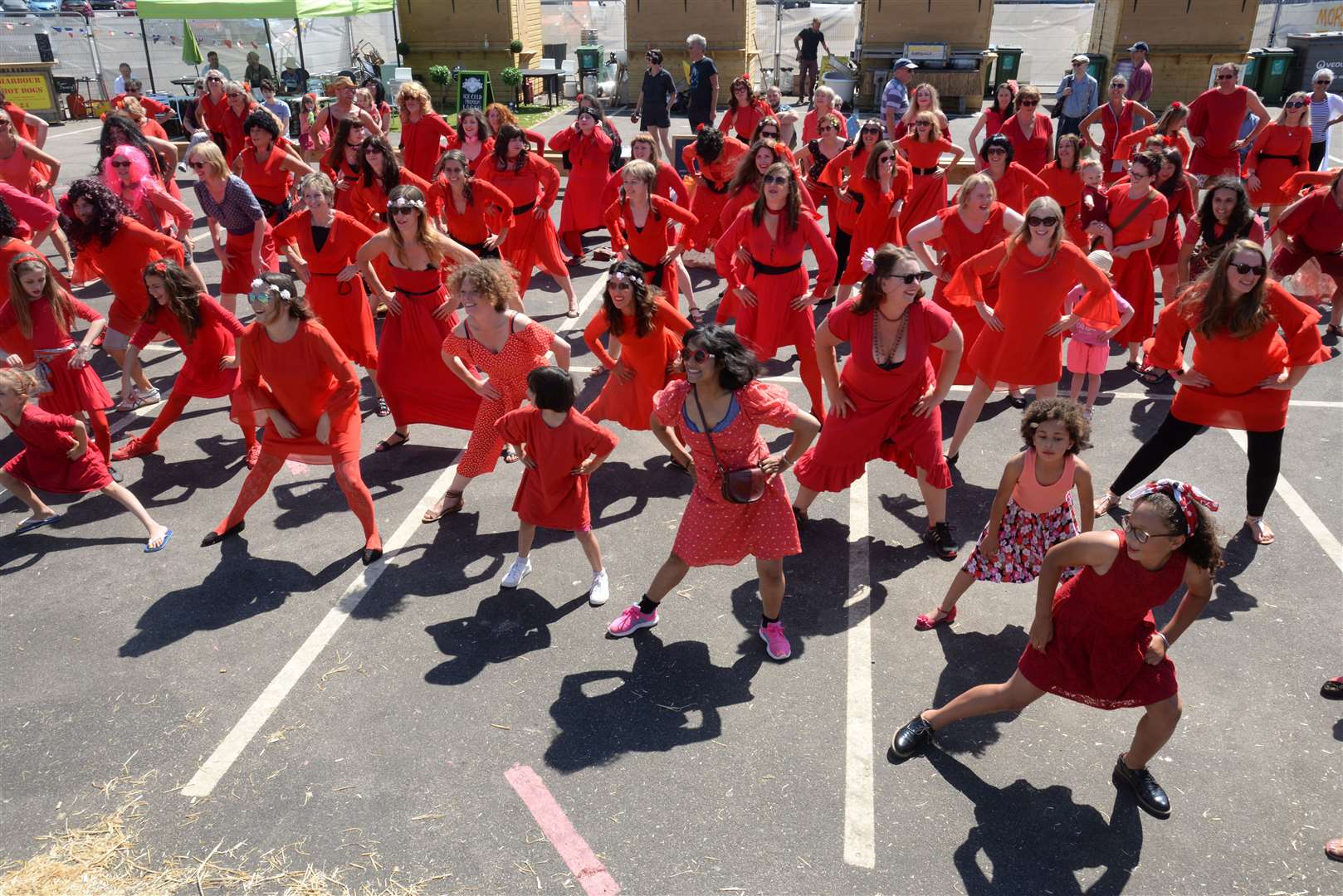 Kate Bush lookalikes during the warm-up at the Most Wuthering Heights Day event on Folkestone Harbour Arm. Picture: Chris Davey