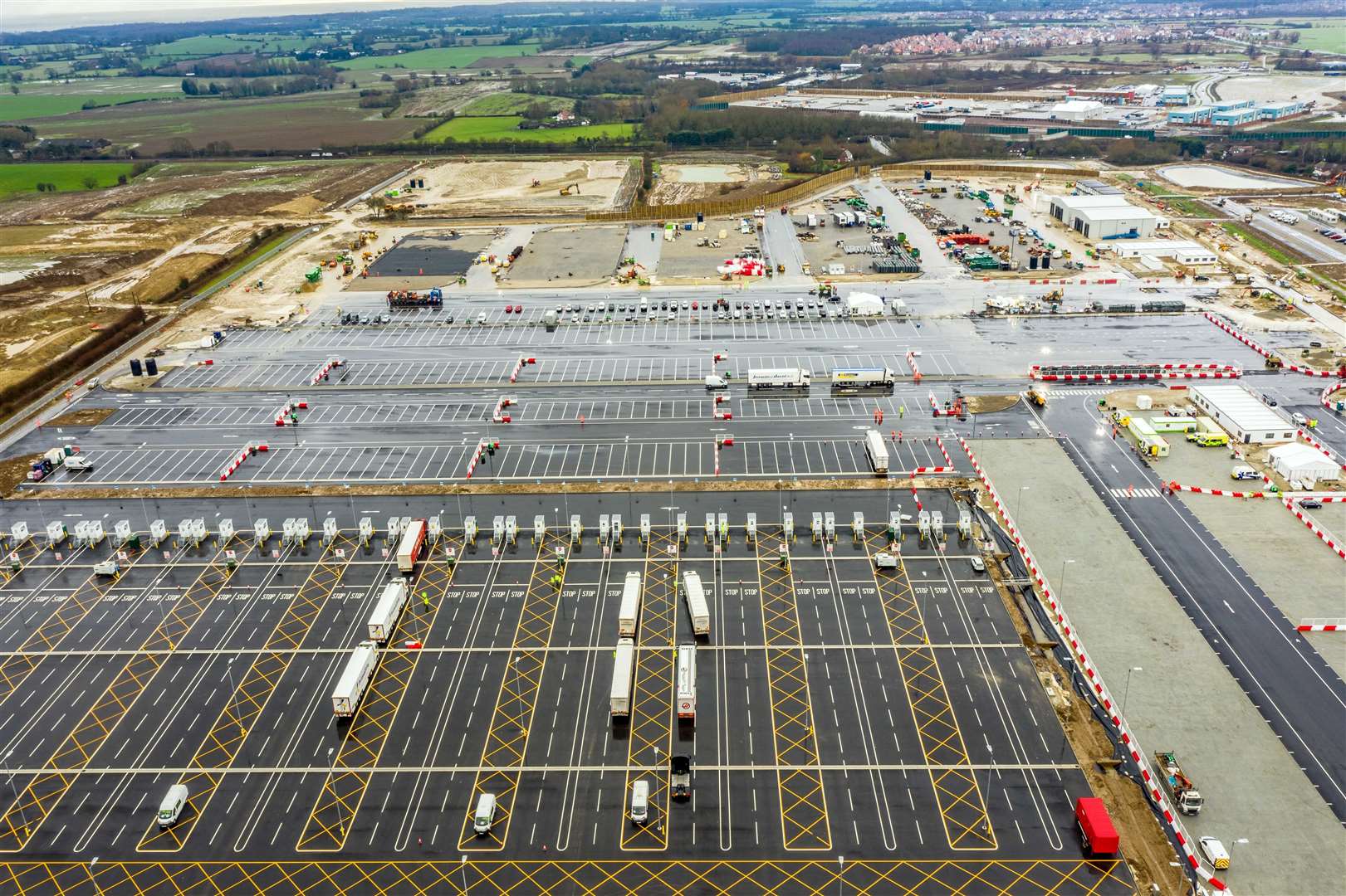 Truckers are receiving Covid-19 tests on part of the Sevington facility. Picture: Esprit Drone Services