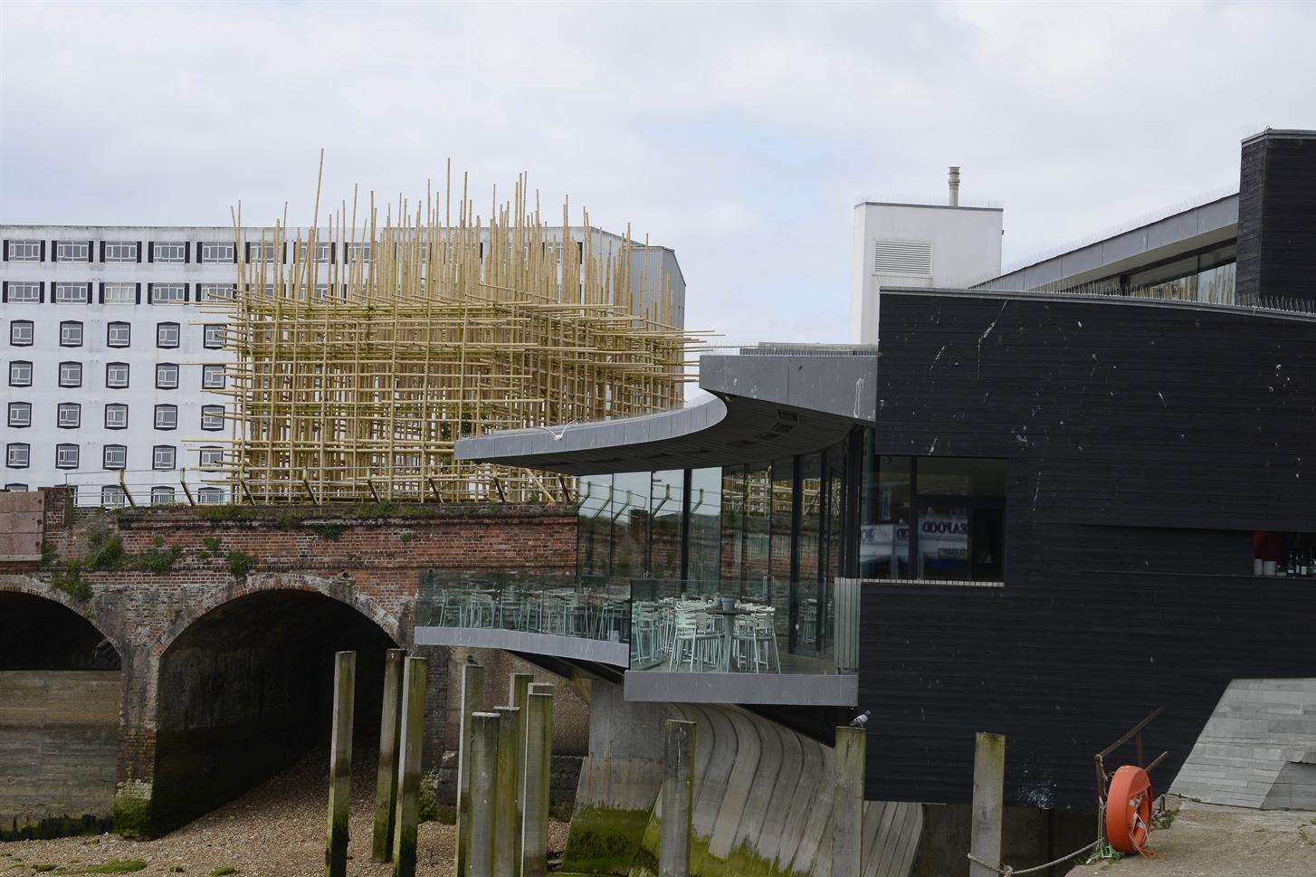 A bamboo artwork by Dutch artist Gabriel Lester in Folkestone Harbour