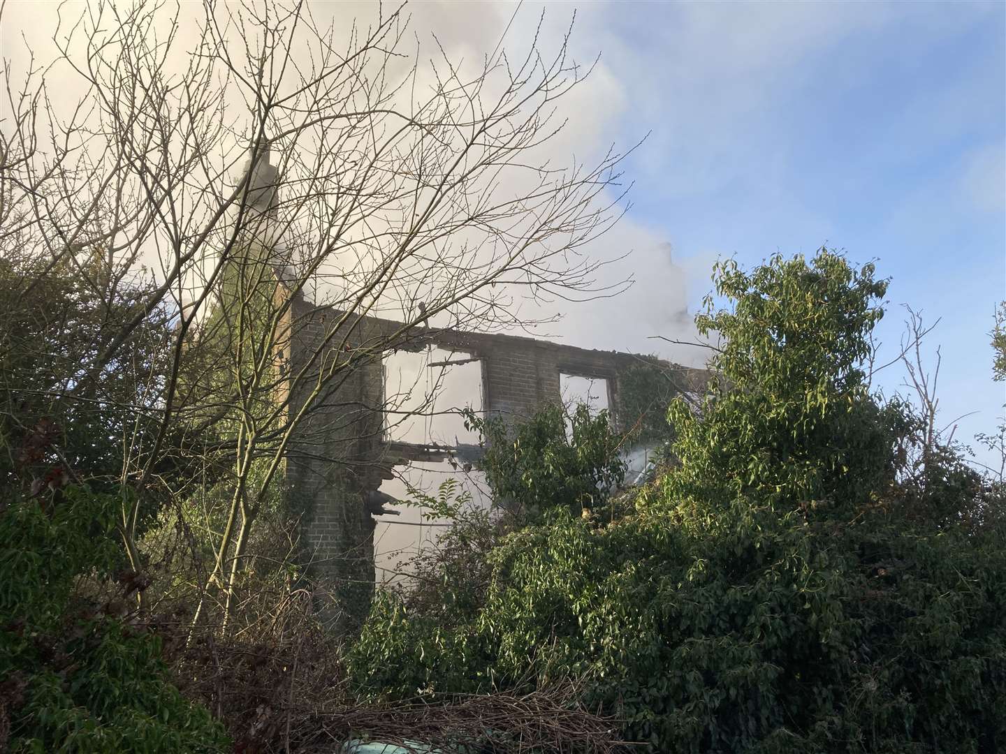 Fire crews tackled a blazing derelict building in Elm Lane, Minster, Sheppey. Picture: John Nurden