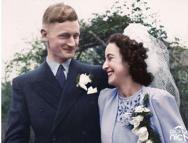 The colourised photo of Jan Cantry's parents