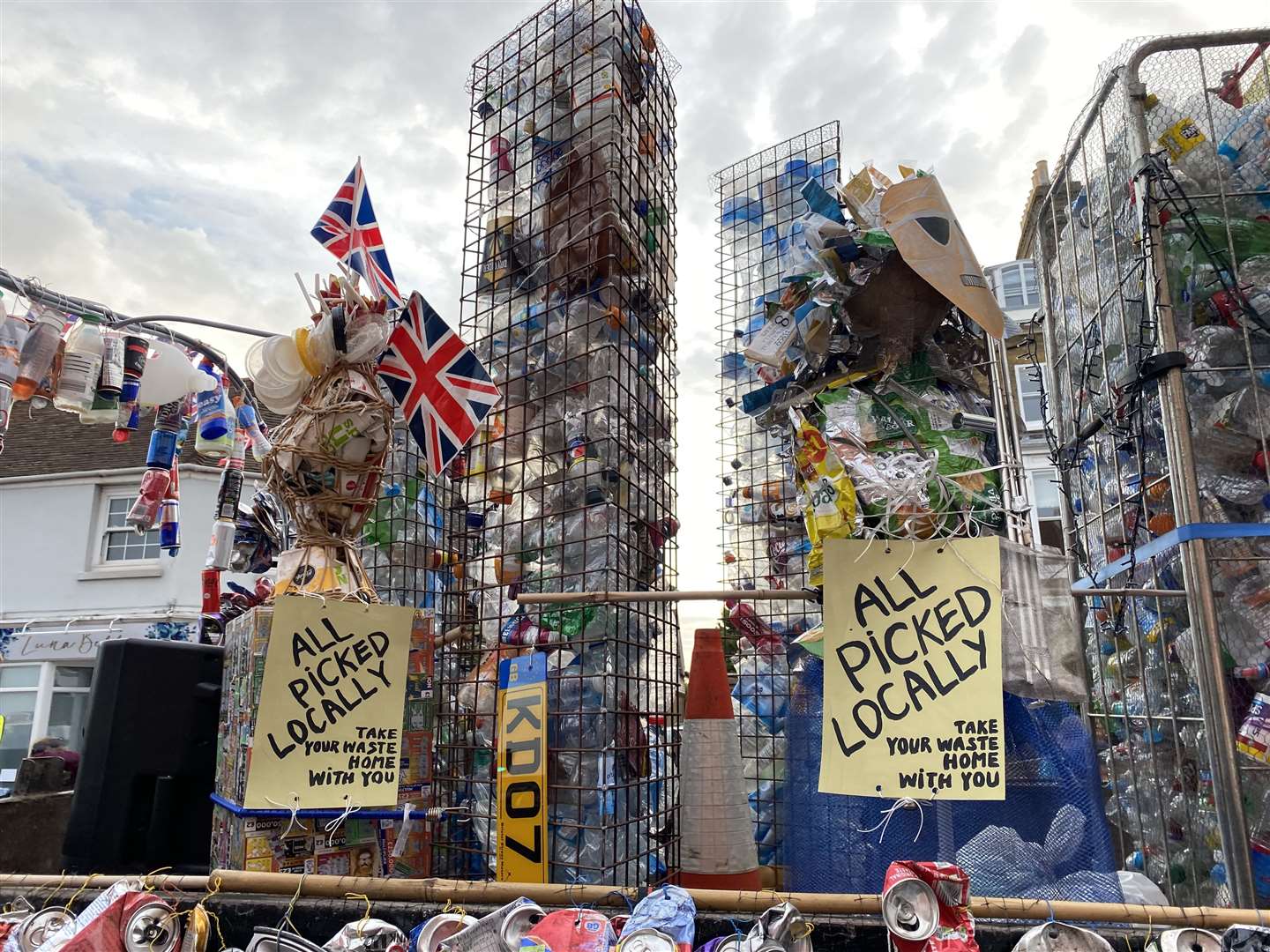 The float for Pick Deal Clean included locally collected litter, while members walking behind picked rubbish from the floor