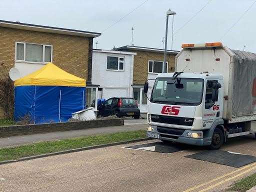 Police searching the house in Freemen's Way