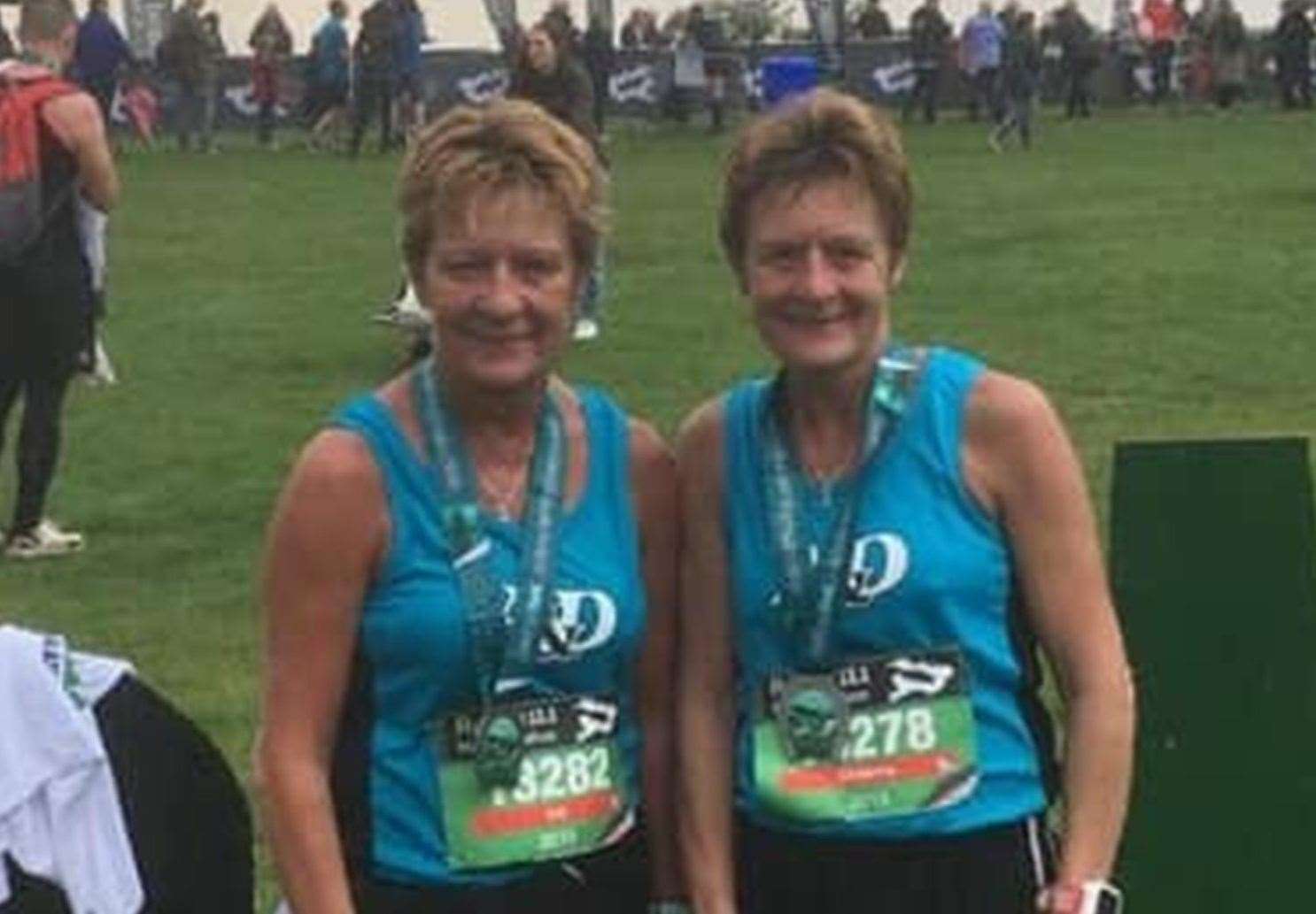 The top two ladies after four weeks. Ashford & District's Gill O'Connor and Christine Costiff at the Rutland Half Marathon.