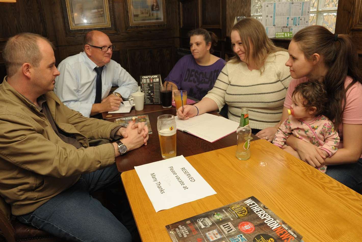 Chris Foulds, John Nurden, Nicola Bidgood, Stephanie Heaton, Kristina Webb and baby Alanna