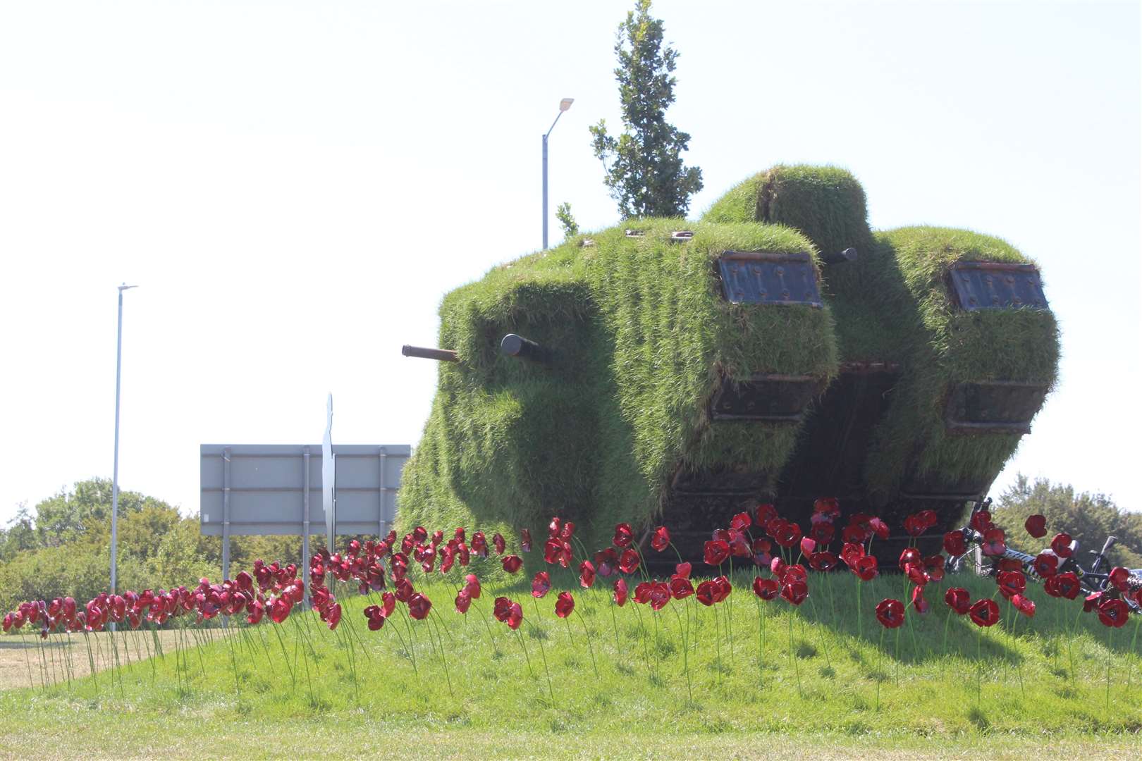 The floral tank previously based on Vicarage Lane has been relocated to the junction. Picture: Ashford Borough Council