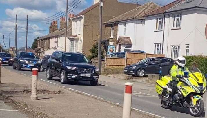 A police convoy was seen driving past Higham on Good Friday