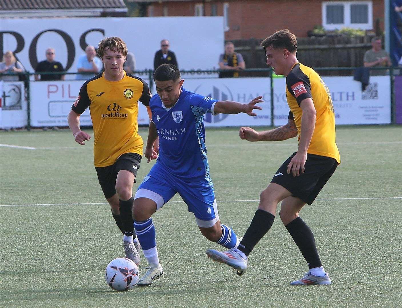 Tonbridge midfielder Jeremy Santos gets forward during the 2-1 FA Cup win over Merstham. Picture: Dave Couldridge