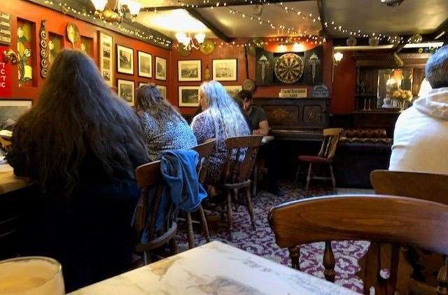 The dining had strings of fairy lights as well as the bar and although there was a dartboard, it was behind the piano and didn’t look as if it had been used for a while