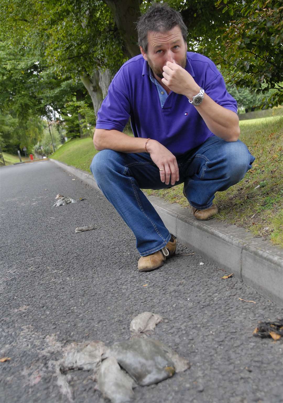 Peter Hancox beside some of the wayward remains in 2008