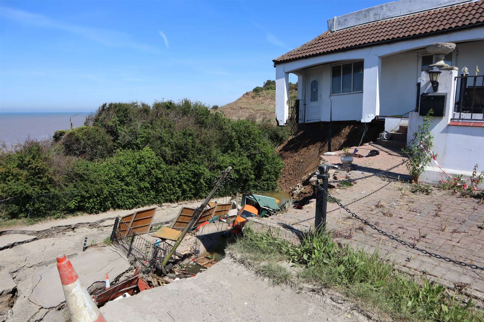 End of the road at Surf Crescent, Eastchurch, just before this bungalow slid off the edge. Picture: John Nurden