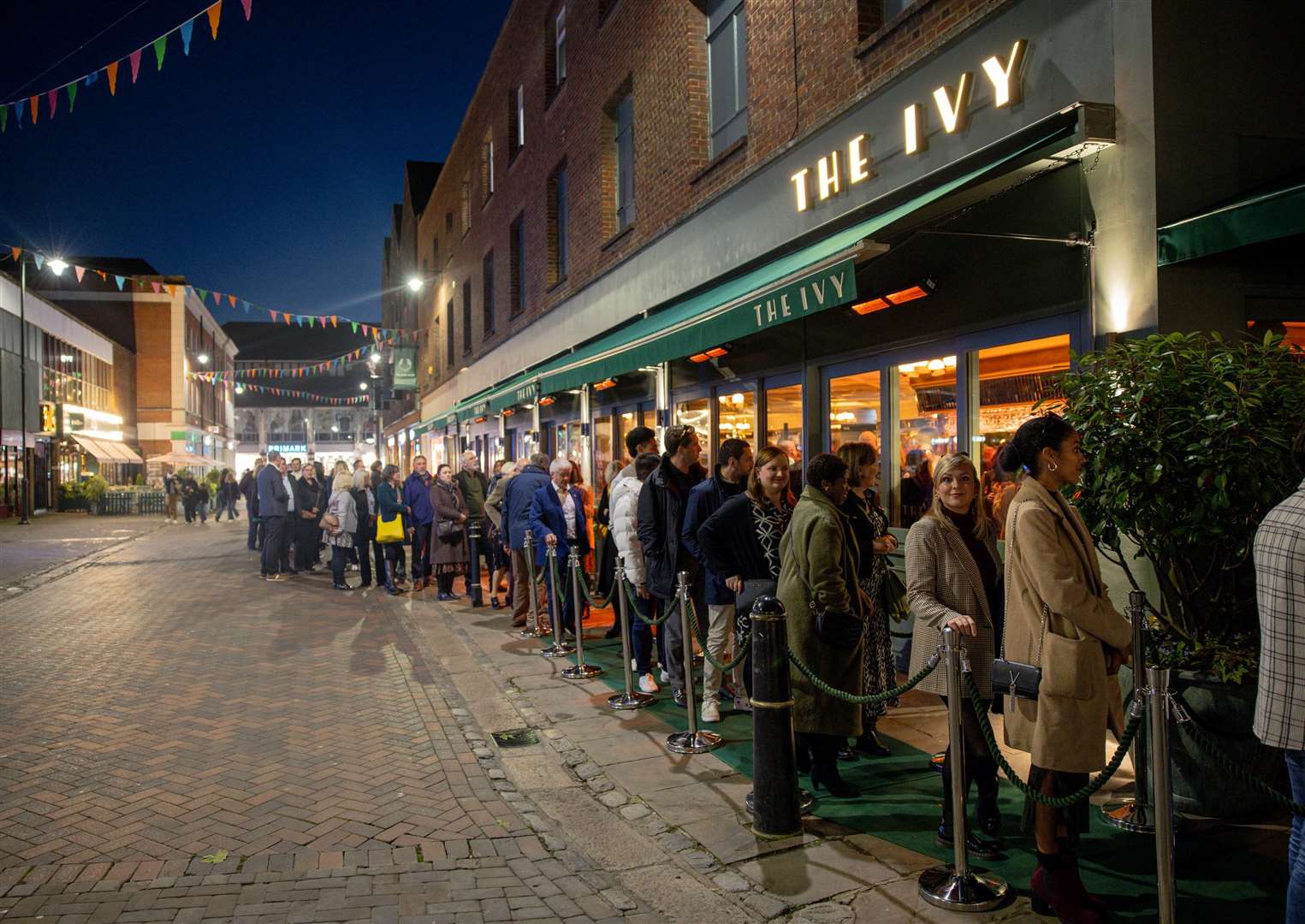 Huge queues outside The Ivy ahead of the launch party in Canterbury. Pic: The Ivy Canterbury