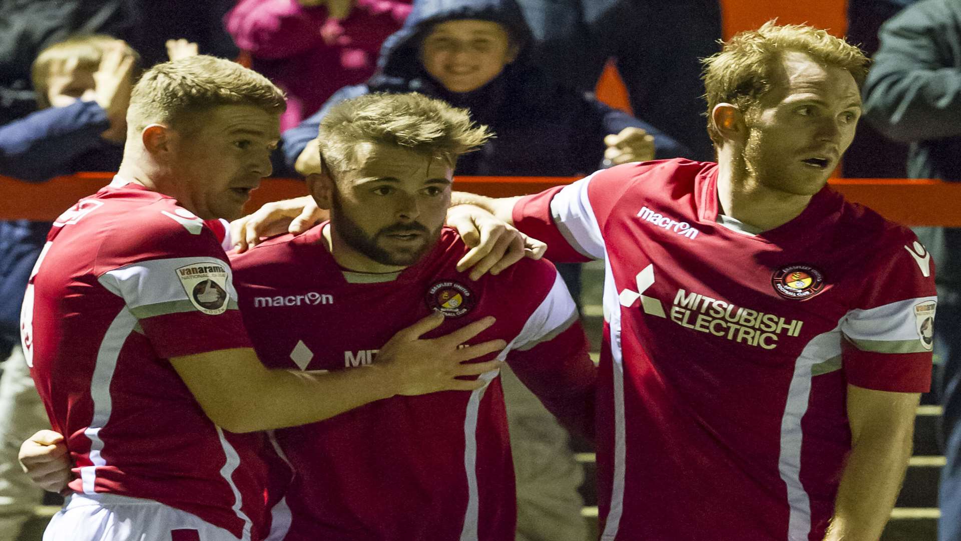 Matt Godden (centre) scored 30 goals for Ebbsfleet last season Picture: Andy Payton