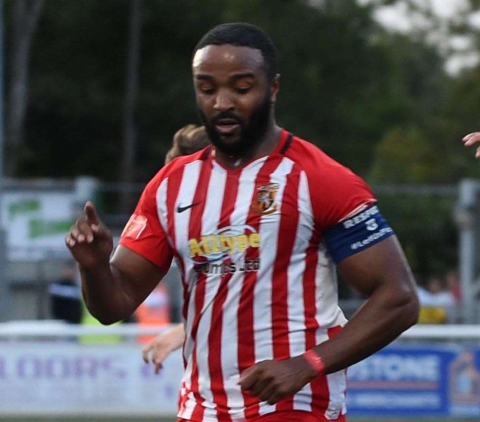 Folkestone defender Ian Gayle could return for Saturday’s trip to Lewes. Picture: Steve Terrell