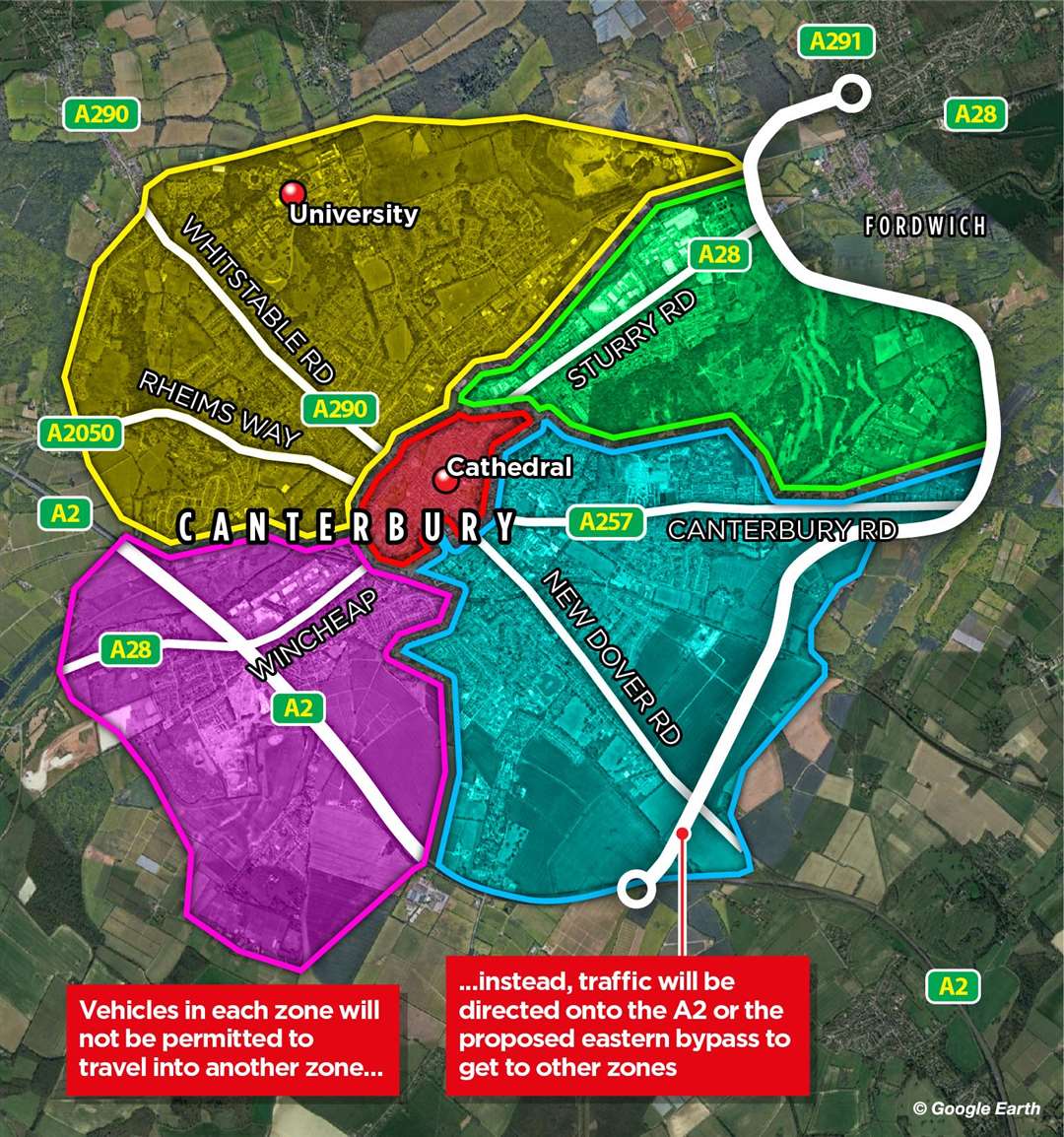 A revealed yesterday, the draft Local Plan includes a radical proposal to split the city into five zones. Drivers would be banned from driving between each, and would instead have to use the bypass