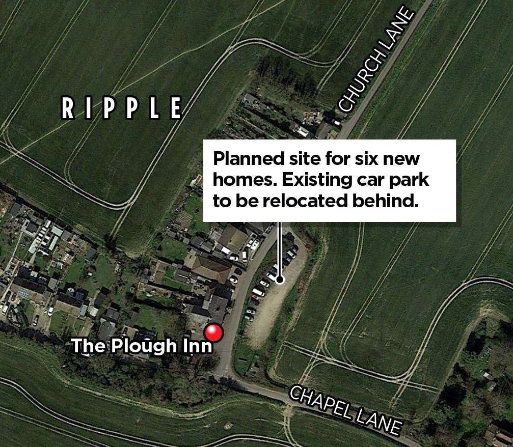 Six homes were applied for on land between Church Lane and Chapel Lane in Ripple, near Deal