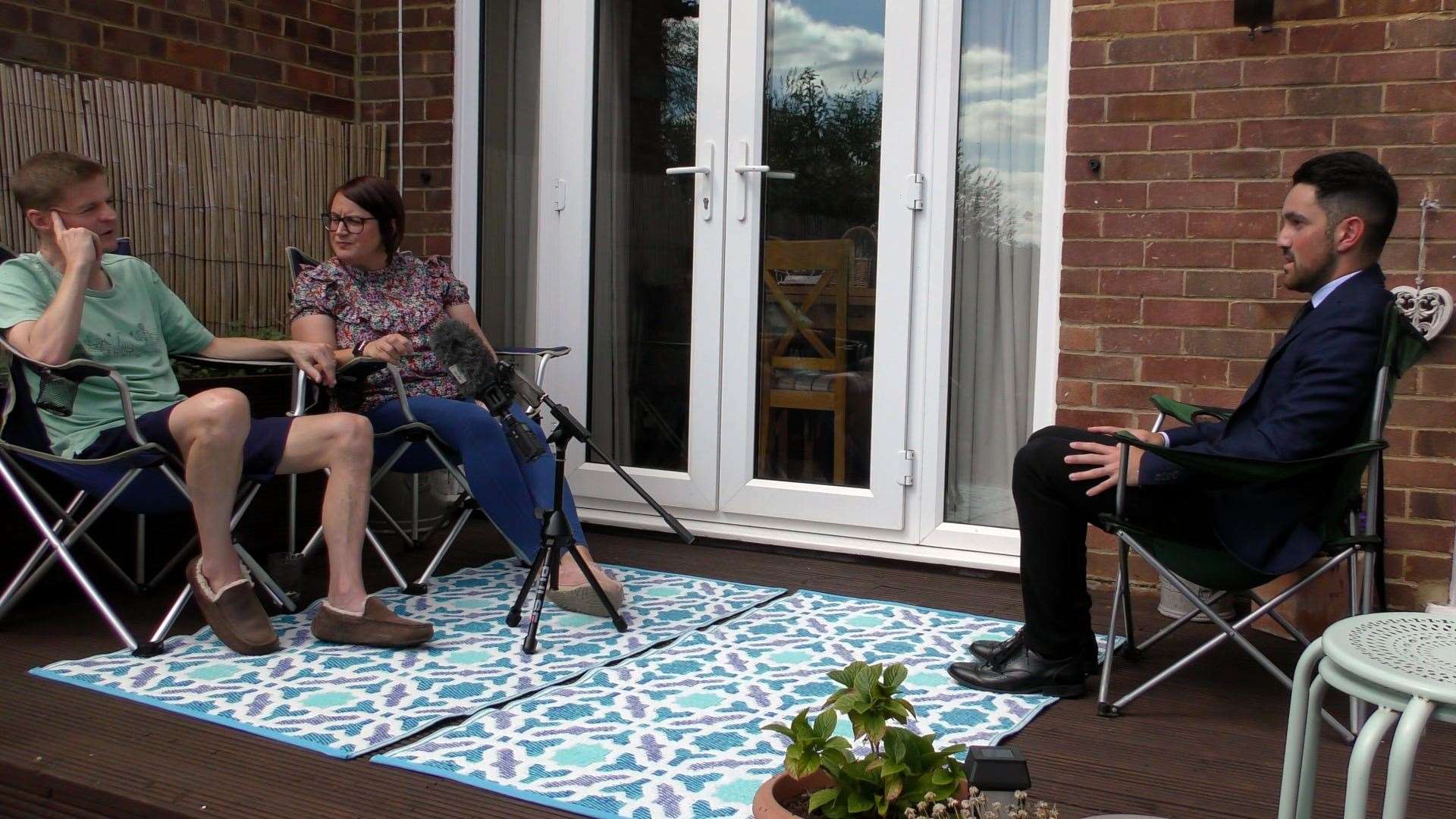 Darren and Lisa Moore talking to KMTV's Joe Coshan at their Swanley home