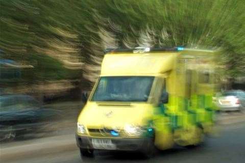 An ambulance responds to an emergency. Stock picture