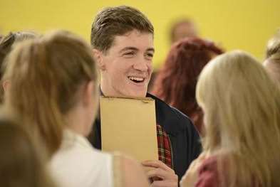 Students celebrate A Level results. Library image.