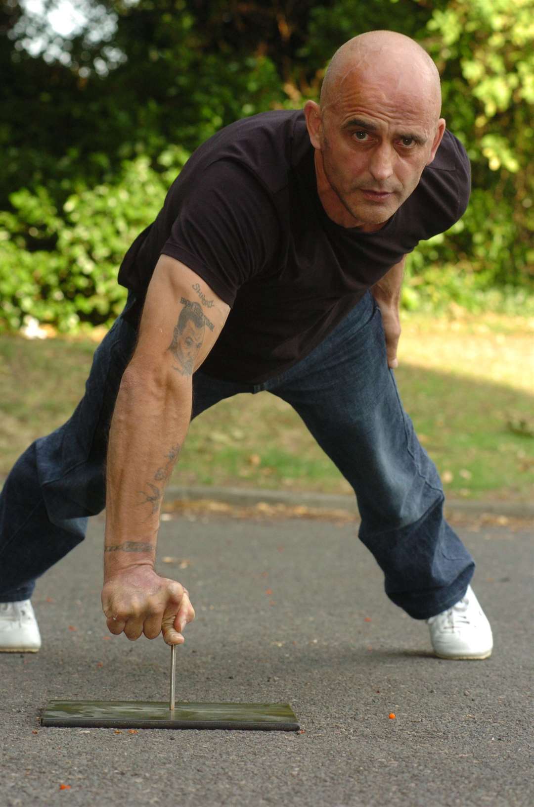 Mick Gooch from Chatham made it to the Guiness Book of World Records with his one-finger press-ups. Pic: Grant Falvey