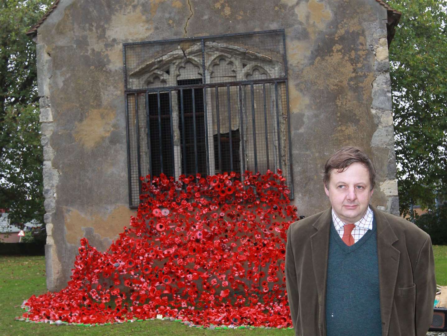 John Nightingale, chair of Murston Allsaints Trust with the Muston Heart poppy project back in 2018