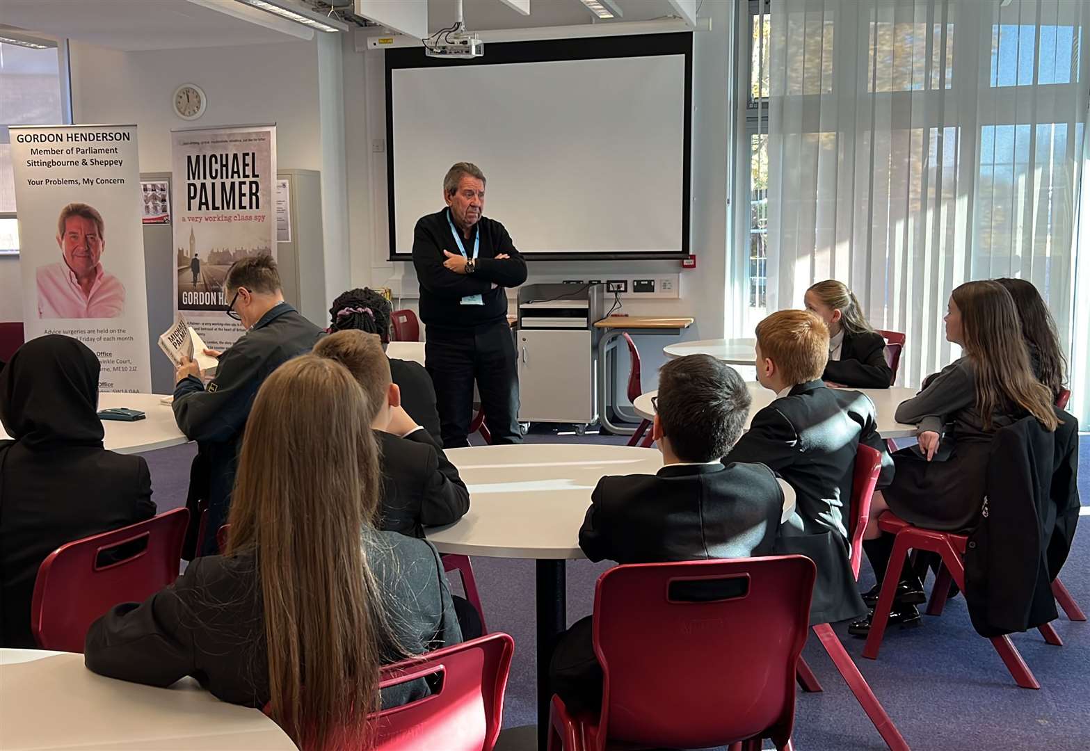 MP Gordon Henderson answers questions from Fulston Manor School children