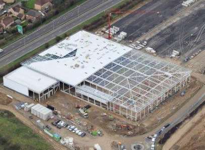 Construction of the supermarket is nearing completion