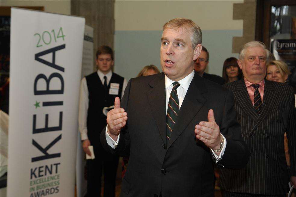 HRH Duke of York meeting businesses as part of KM Group's Kick Start Kent campaign