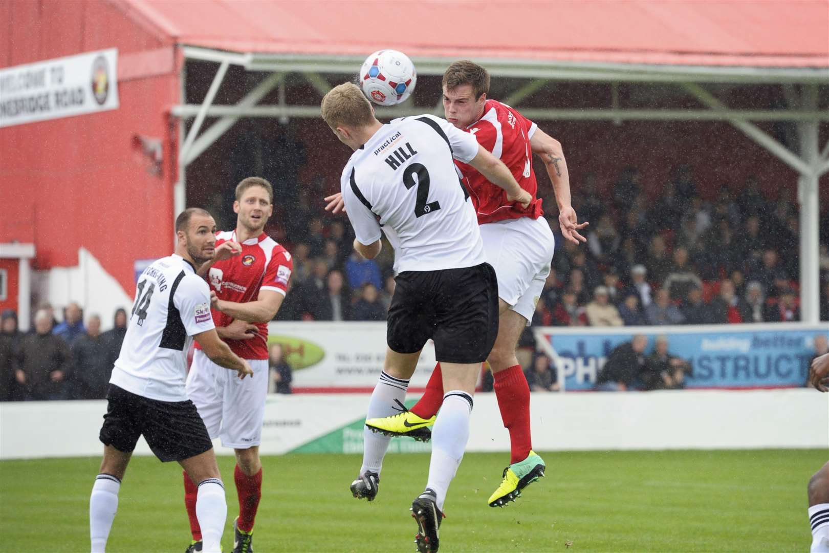 Josh Hill playing against Ebbsfleet during his first spell at Dartford Picture: Andy Payton