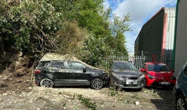 Some cars have been damaged due to the incident. Picture: Charlotte Burnige