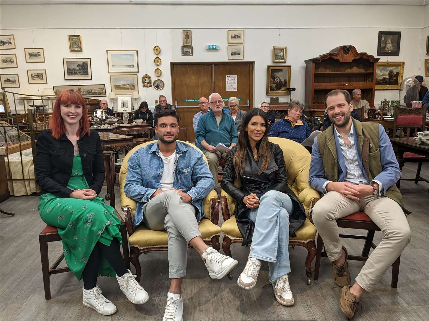 Ekin-Su Cülcüloğlu and Davide Sanclimenti competed against each other on Celebrity Antiques Road Trip. Picture: BBC/STV Studios