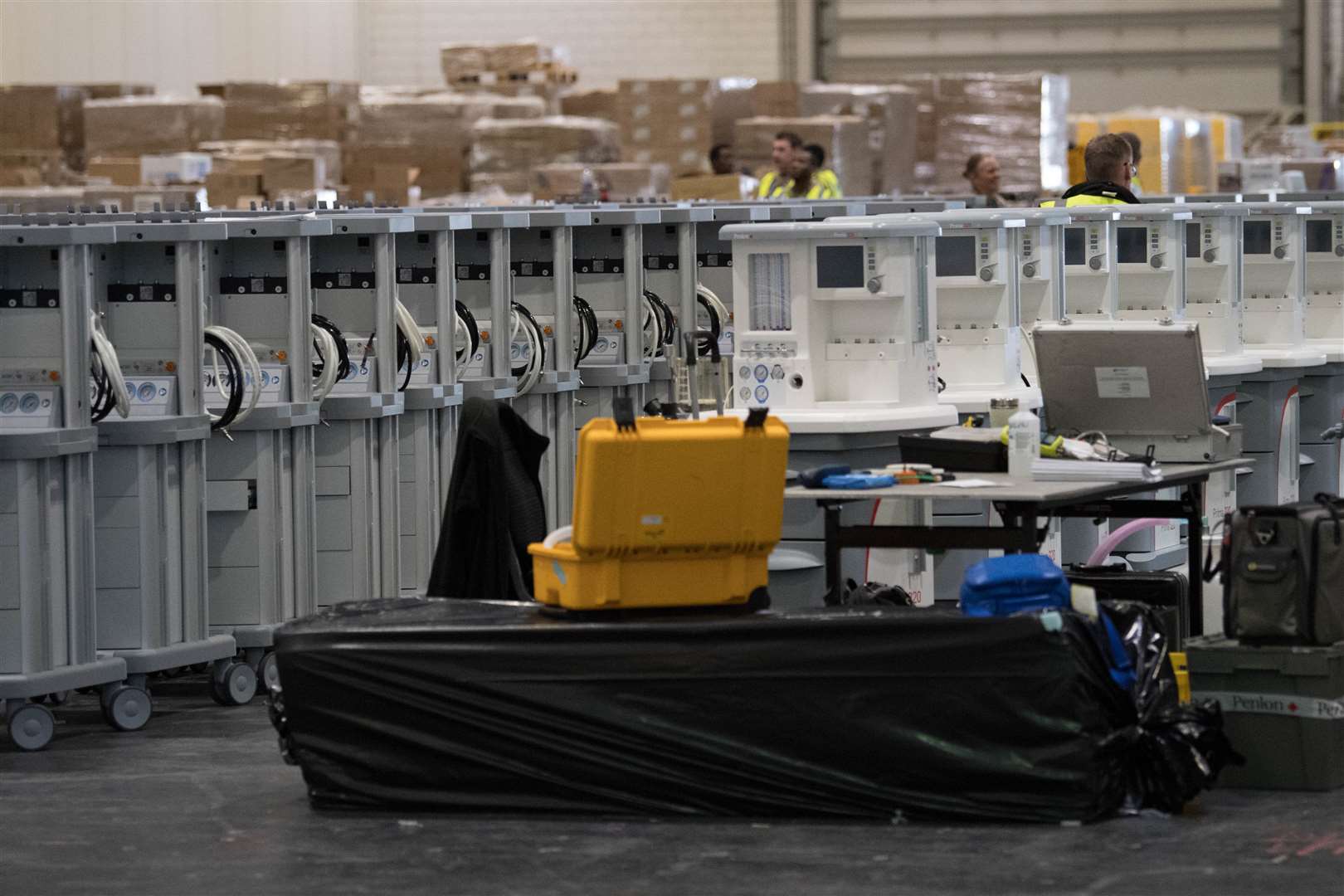 Ventilators stored and ready to be used at the ExCel centre in London (Stefan Rousseau/PA)