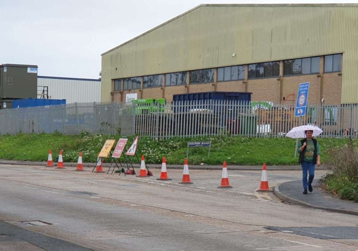 Dolphin Road in Sittingbourne was closed due to a leak. Picture: Graham Cook