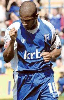 Simeon Jackson celebrates scoring against Swindon