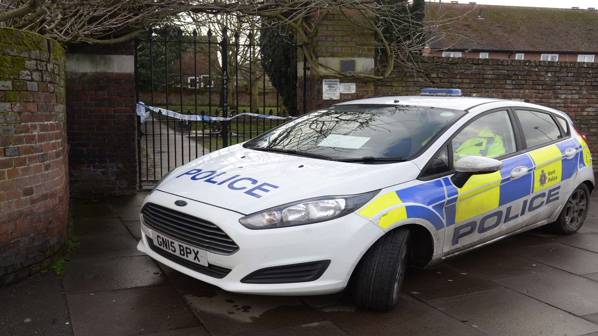 Police taped off the old churchyard in Longport.