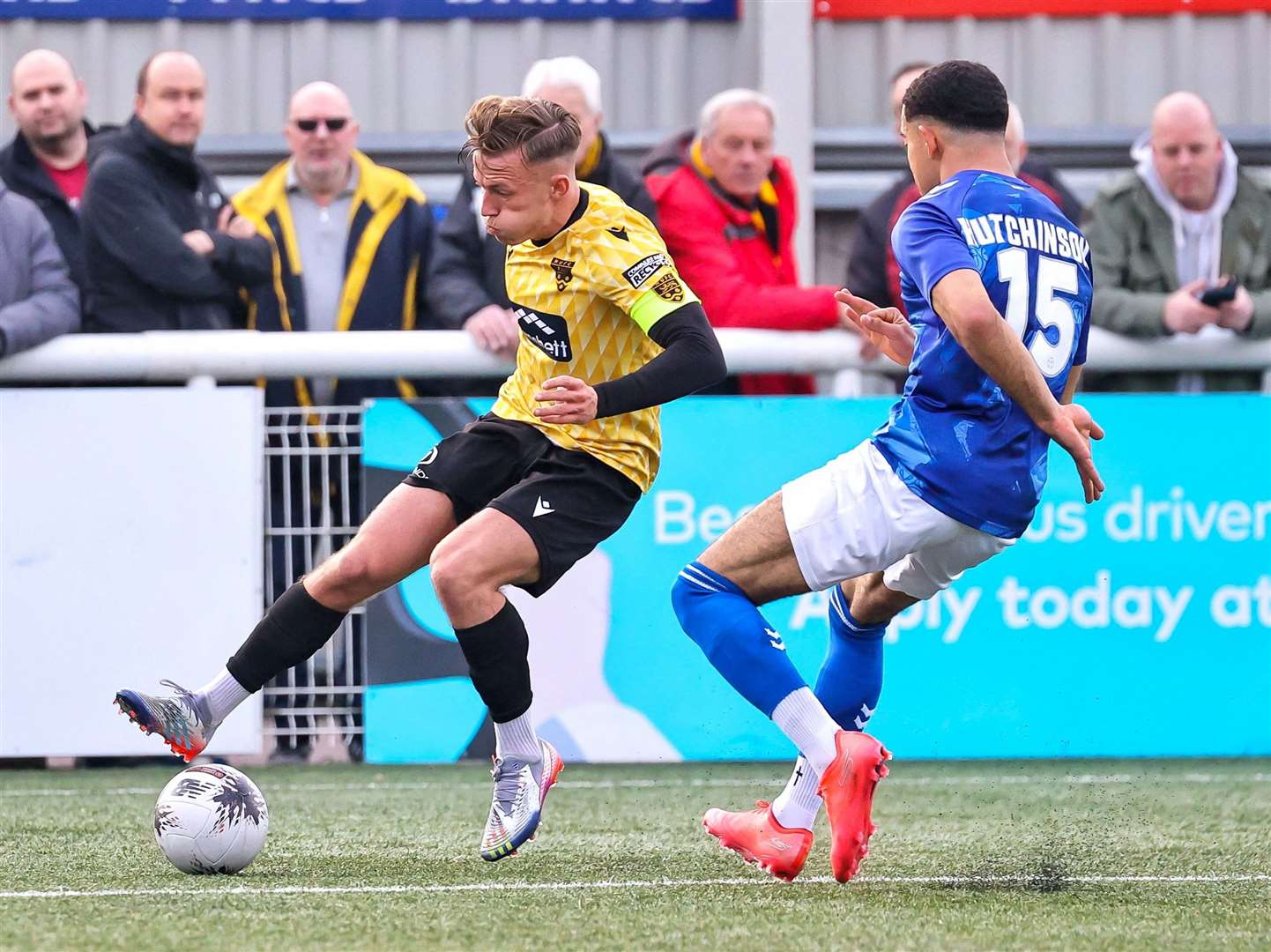 Maidstone captain Sam Corne takes on his man. Picture: Helen Cooper